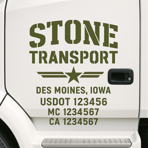 Truck Door Decal Sticker Lettering Signs With Location, USDOT, MC, CA, KYU, VIN, GVW (2-Pack)