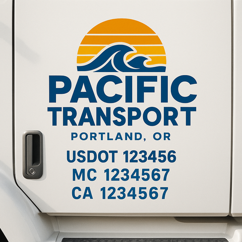 Truck Door Decal Sticker Lettering Signs With Location, USDOT, MC, CA, KYU, VIN, GVW (2-Pack)