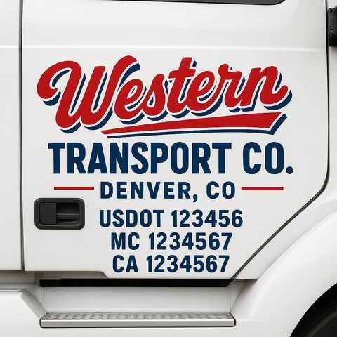Truck Door Decal Sticker Lettering Signs With Location, USDOT, MC, CA, KYU, VIN, GVW (2-Pack)