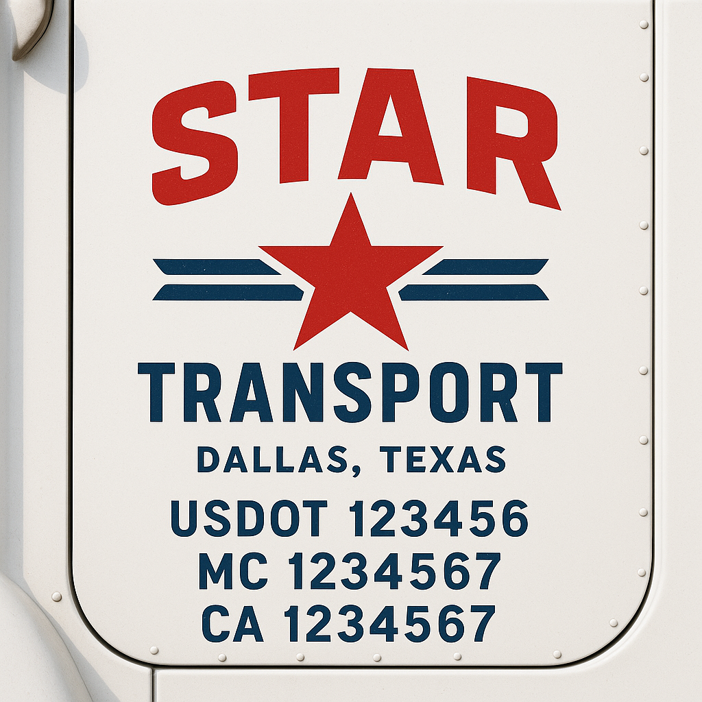 Truck Door Decal Sticker Lettering Signs With Location, USDOT, MC, CA, KYU, VIN, GVW (2-Pack)