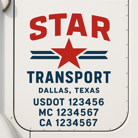 Truck Door Decal Sticker Lettering Signs With Location, USDOT, MC, CA, KYU, VIN, GVW (2-Pack)