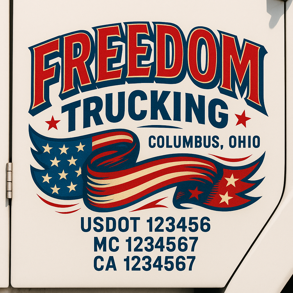 Truck Door Decal Sticker Lettering Signs With Location, USDOT, MC, CA, KYU, VIN, GVW (2-Pack)