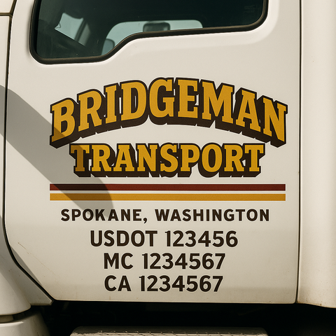 Truck Door Decal Sticker Lettering Signs With Location, USDOT, MC, CA, KYU, VIN, GVW (2-Pack)