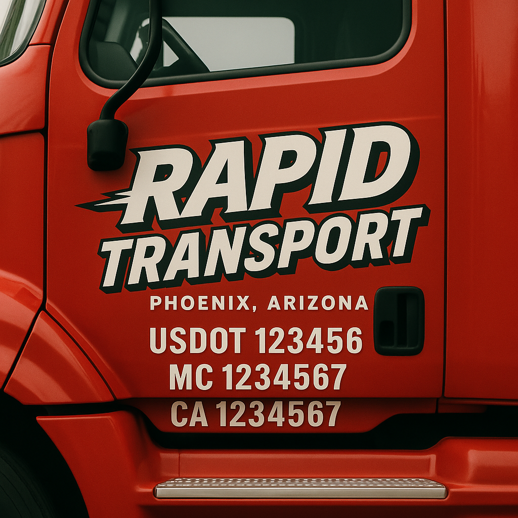 Truck Door Decal Sticker Lettering Signs With Location, USDOT, MC, CA, KYU, VIN, GVW (2-Pack)