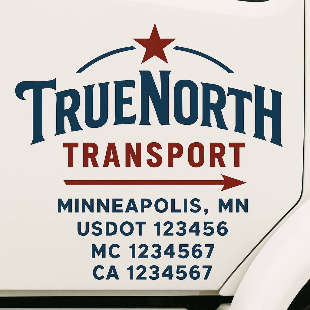 Truck Door Decal Sticker Lettering Signs With Location, USDOT, MC, CA, KYU, VIN, GVW (2-Pack)