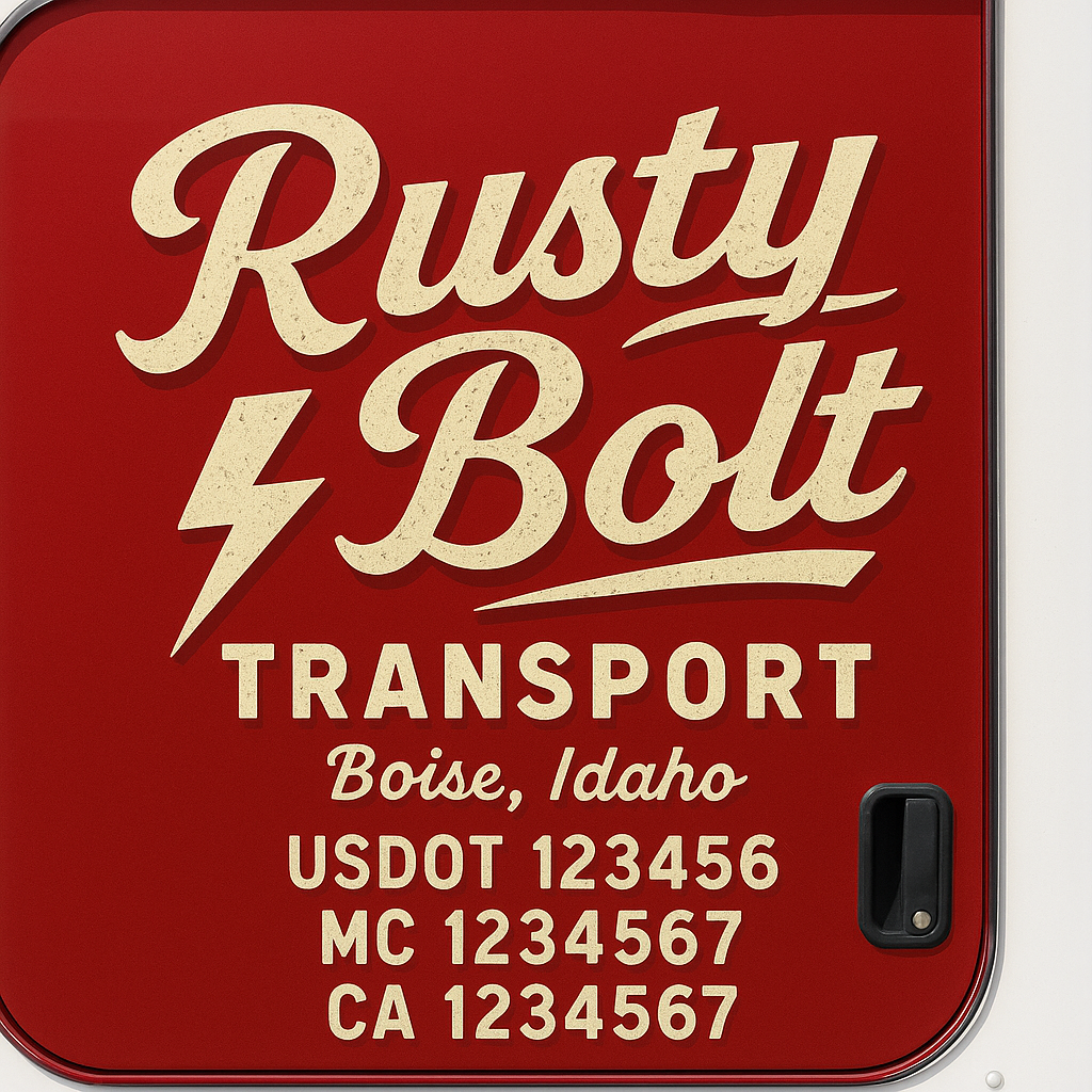 Truck Door Decal Sticker Lettering Signs With Location, USDOT, MC, CA, KYU, VIN, GVW (2-Pack)