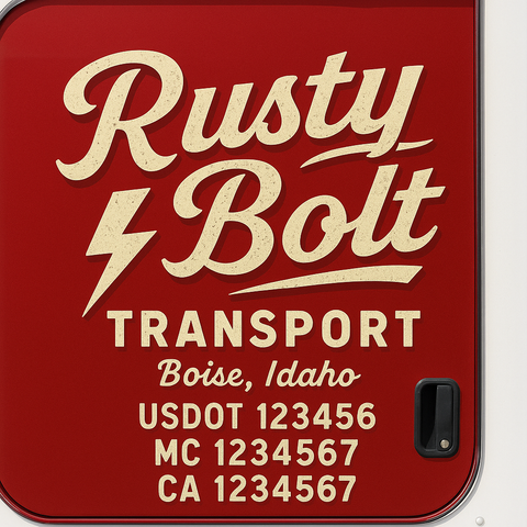 Truck Door Decal Sticker Lettering Signs With Location, USDOT, MC, CA, KYU, VIN, GVW (2-Pack)