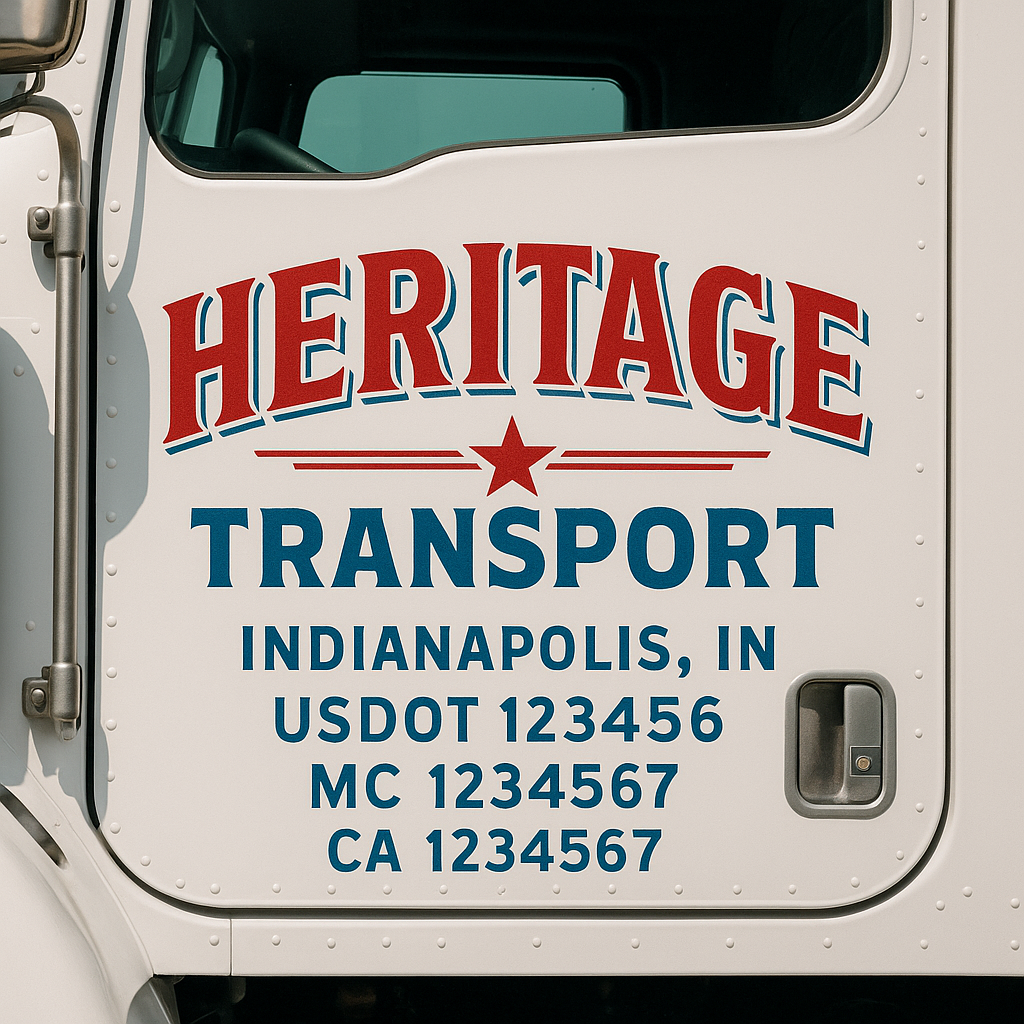 Truck Door Decal Sticker Lettering Signs With Location, USDOT, MC, CA, KYU, VIN, GVW (2-Pack)