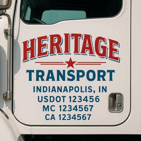 Truck Door Decal Sticker Lettering Signs With Location, USDOT, MC, CA, KYU, VIN, GVW (2-Pack)