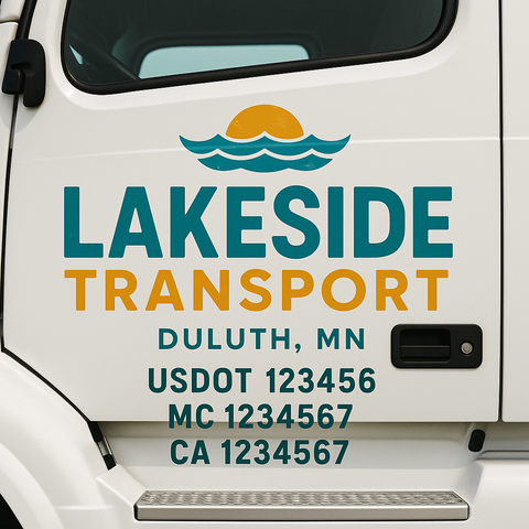 Truck Door Decal Sticker Lettering Signs With Location, USDOT, MC, CA, KYU, VIN, GVW (2-Pack)