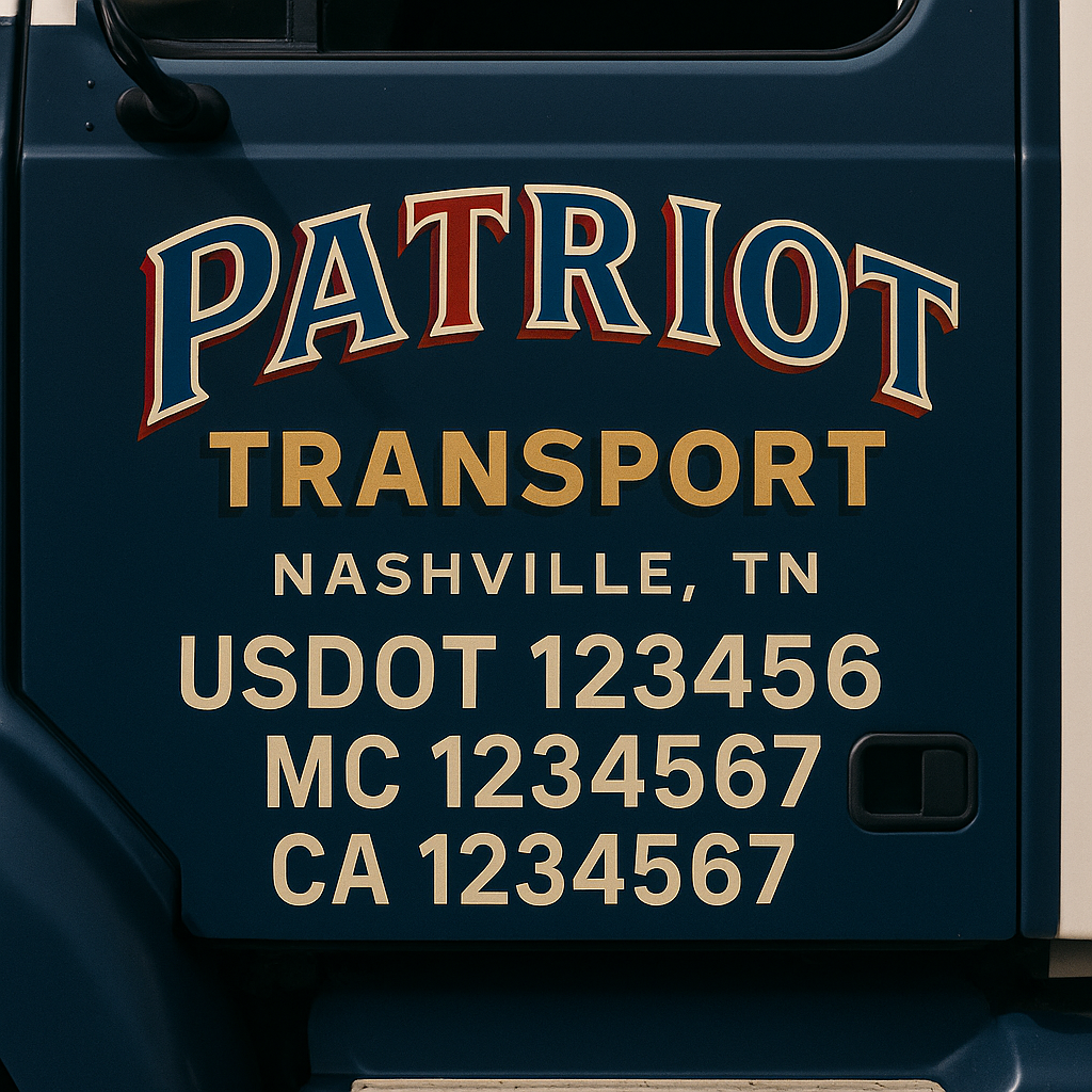Truck Door Decal Sticker Lettering Signs With Location, USDOT, MC, CA, KYU, VIN, GVW (2-Pack)