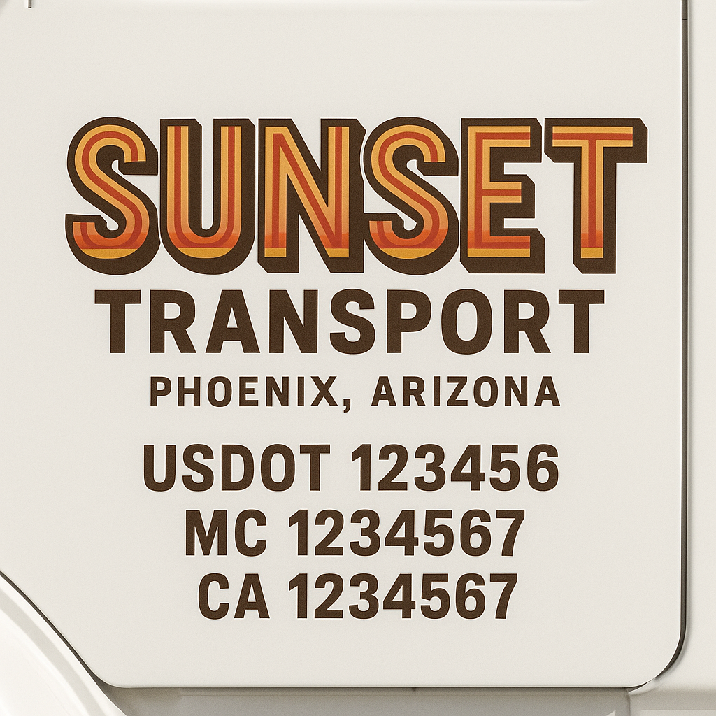 Truck Door Decal Sticker Lettering Signs With Location, USDOT, MC, CA, KYU, VIN, GVW (2-Pack)