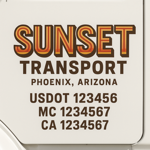 Truck Door Decal Sticker Lettering Signs With Location, USDOT, MC, CA, KYU, VIN, GVW (2-Pack)