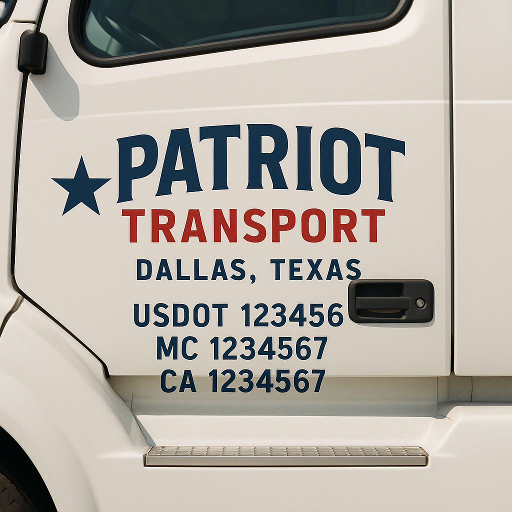 Truck Door Decal Sticker Lettering Signs With Location, USDOT, MC, CA, KYU, VIN, GVW (2-Pack)
