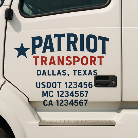 Truck Door Decal Sticker Lettering Signs With Location, USDOT, MC, CA, KYU, VIN, GVW (2-Pack)