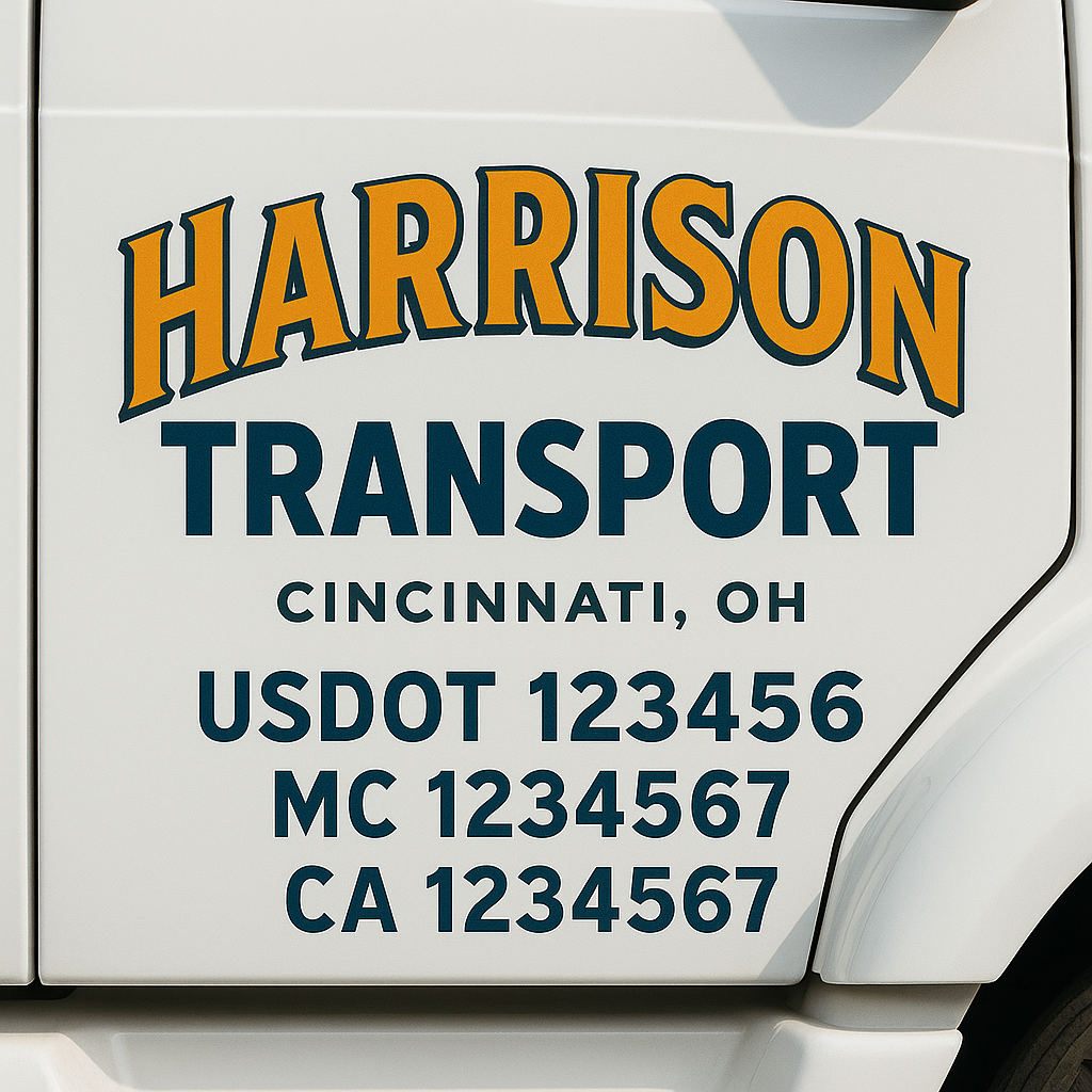 Truck Door Decal Sticker Lettering Signs With Location, USDOT, MC, CA, KYU, VIN, GVW (2-Pack)