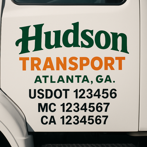 Truck Door Decal Sticker Lettering Signs With Location, USDOT, MC, CA, KYU, VIN, GVW (2-Pack)