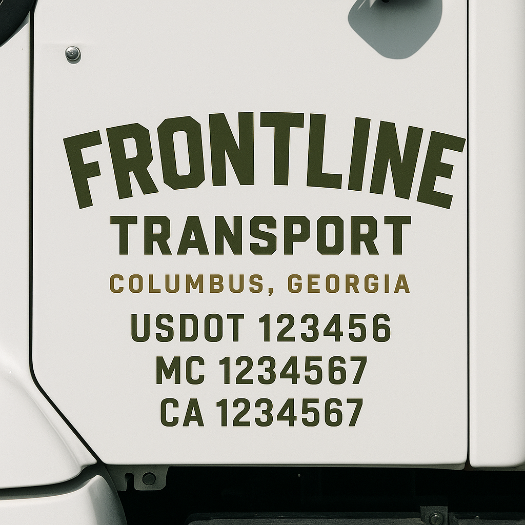 Truck Door Decal Sticker Lettering Signs With Location, USDOT, MC, CA, KYU, VIN, GVW (2-Pack)