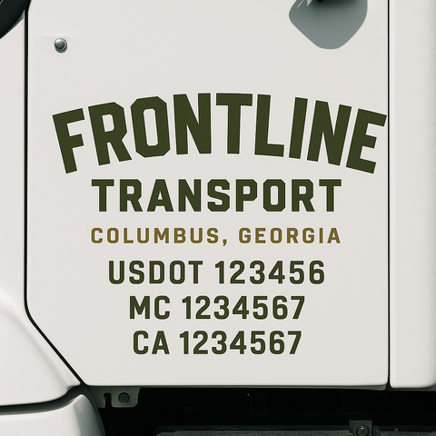 Truck Door Decal Sticker Lettering Signs With Location, USDOT, MC, CA, KYU, VIN, GVW (2-Pack)