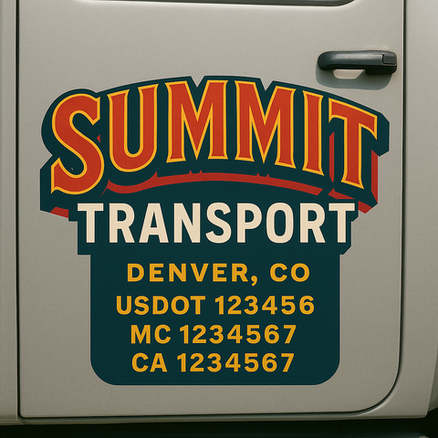 Truck Door Decal Sticker Lettering Signs With Location, USDOT, MC, CA, KYU, VIN, GVW (2-Pack)