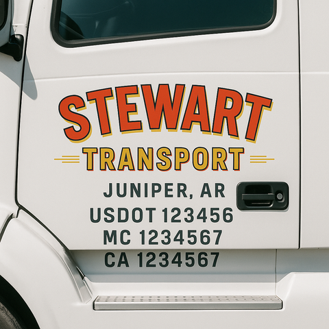 Truck Door Decal Sticker Lettering Signs With Location, USDOT, MC, CA, KYU, VIN, GVW (2-Pack)