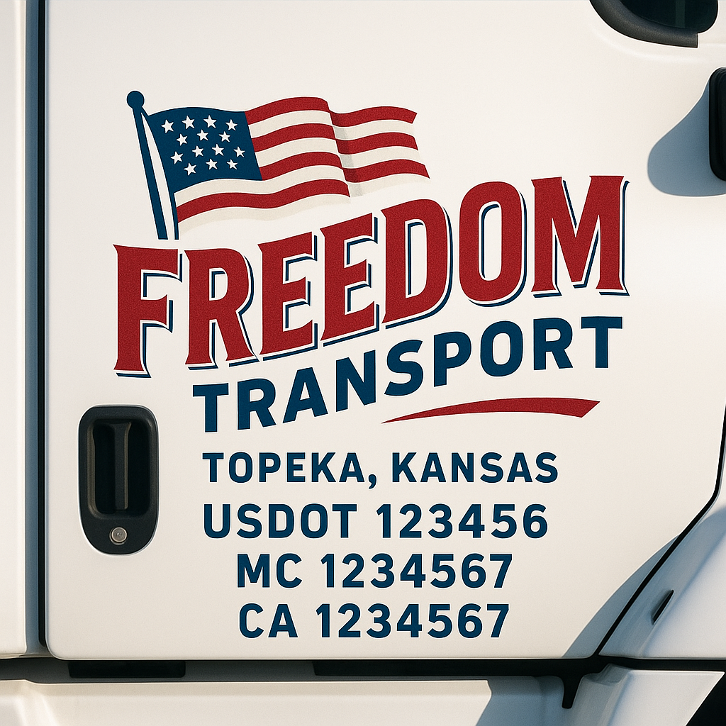 Truck Door Decal Sticker Lettering Signs With Location, USDOT, MC, CA, KYU, VIN, GVW (2-Pack)
