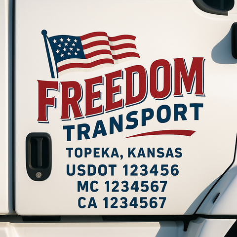 Truck Door Decal Sticker Lettering Signs With Location, USDOT, MC, CA, KYU, VIN, GVW (2-Pack)