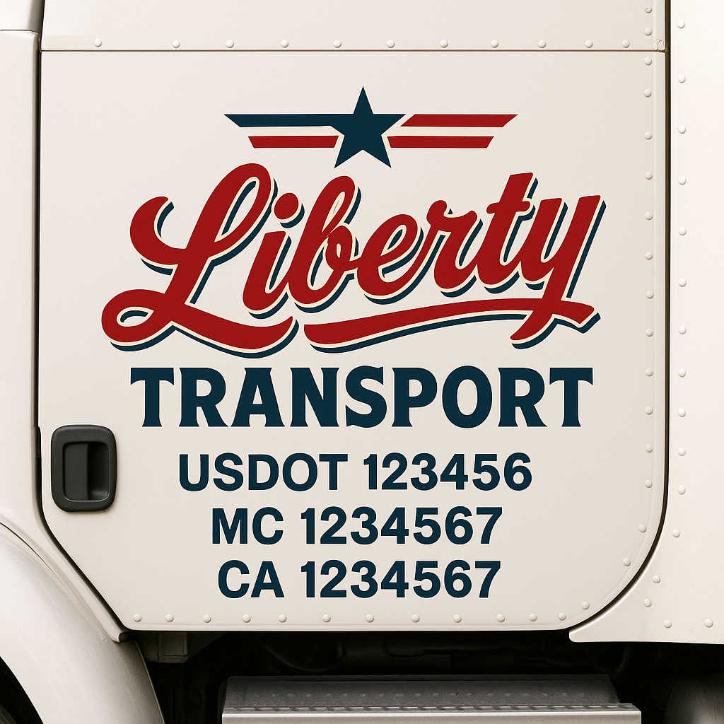 Truck Door Decal Sticker Lettering Signs With Location, USDOT, MC, CA, KYU, VIN, GVW (2-Pack)