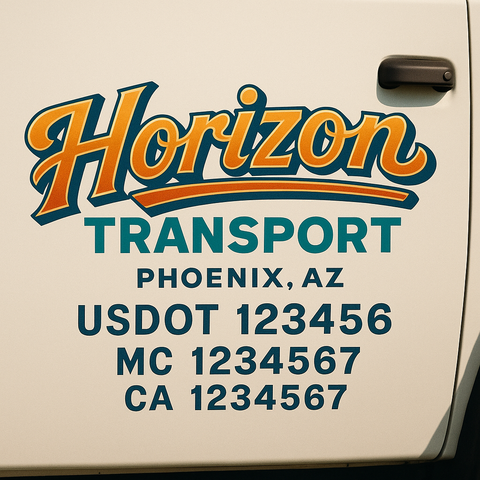 Truck Door Decal Sticker Lettering Signs With Location, USDOT, MC, CA, KYU, VIN, GVW (2-Pack)