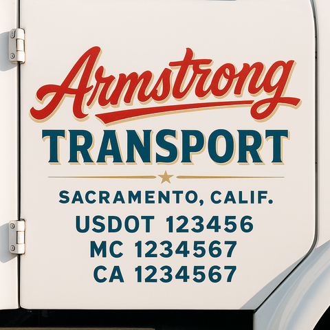 Truck Door Decal Sticker Lettering Signs With Location, USDOT, MC, CA, KYU, VIN, GVW (2-Pack)