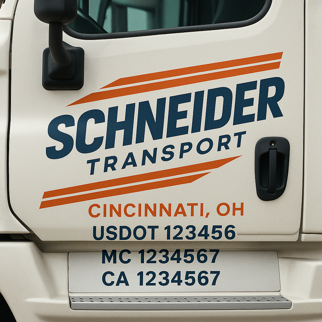 Truck Door Decal Sticker Lettering Signs With Location, USDOT, MC, CA, KYU, VIN, GVW (2-Pack)