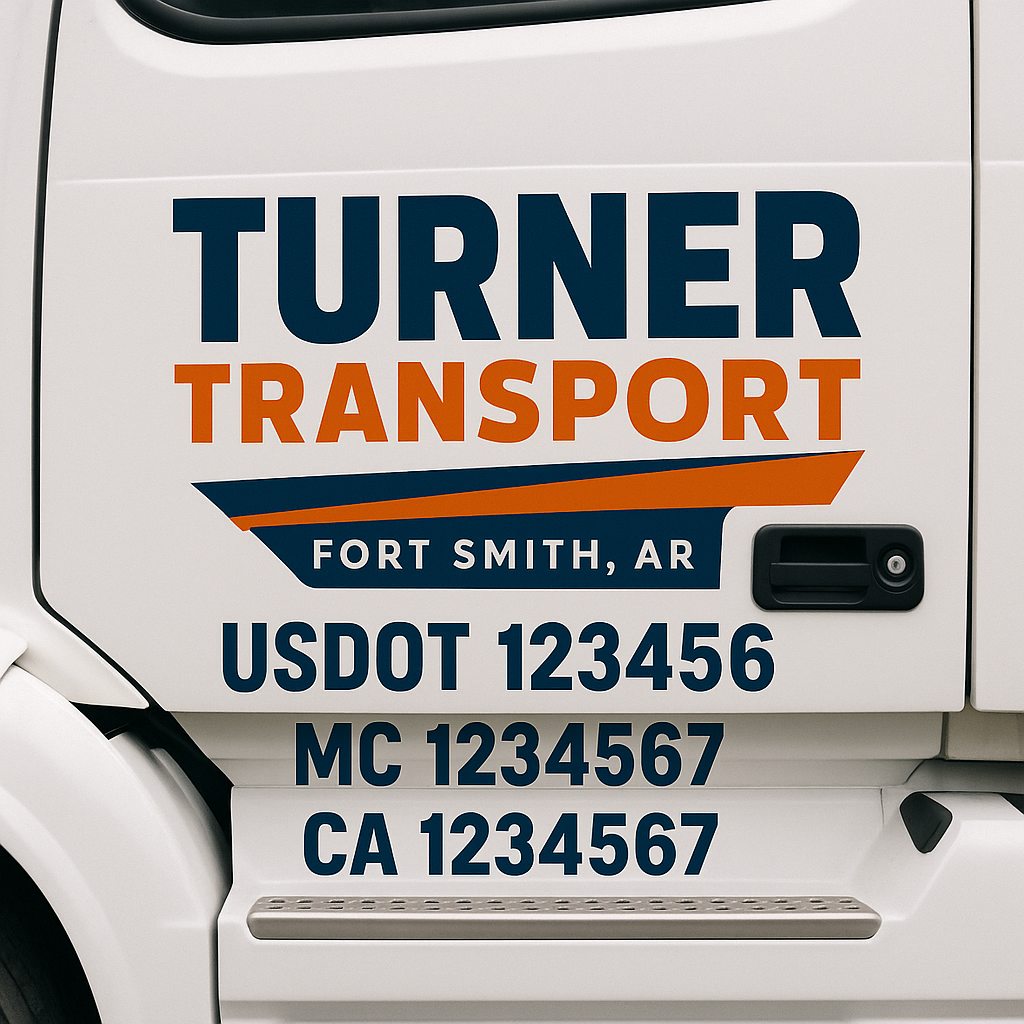 Truck Door Decal Sticker Lettering Signs With Location, USDOT, MC, CA, KYU, VIN, GVW (2-Pack)