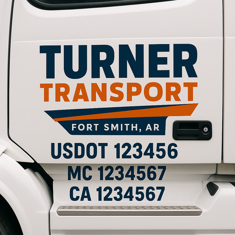 Truck Door Decal Sticker Lettering Signs With Location, USDOT, MC, CA, KYU, VIN, GVW (2-Pack)