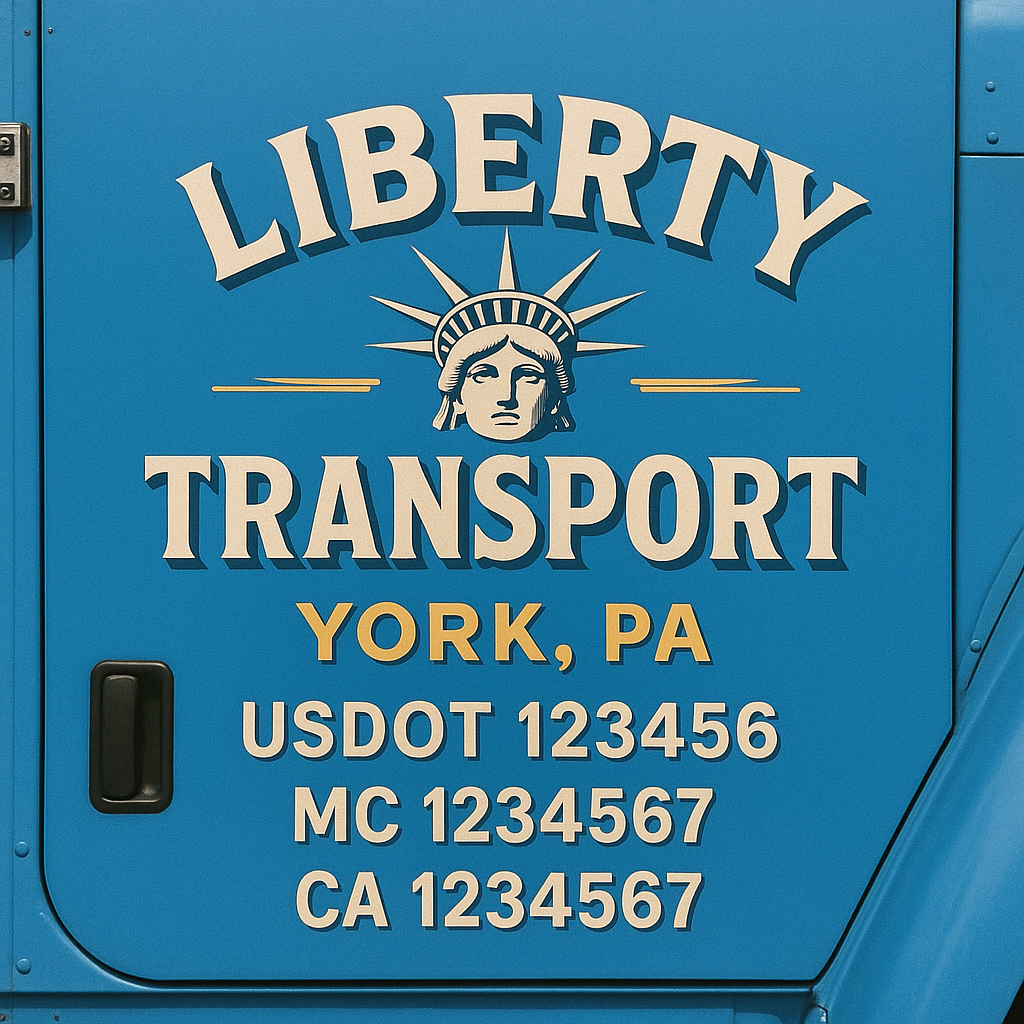 Truck Door Decal Sticker Lettering Signs With Location, USDOT, MC, CA, KYU, VIN, GVW (2-Pack)