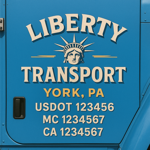 Truck Door Decal Sticker Lettering Signs With Location, USDOT, MC, CA, KYU, VIN, GVW (2-Pack)