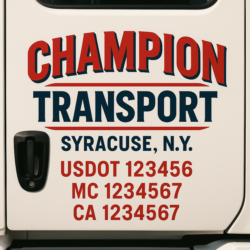 Truck Door Decal Sticker Lettering Signs With Location, USDOT, MC, CA, KYU, VIN, GVW (2-Pack)