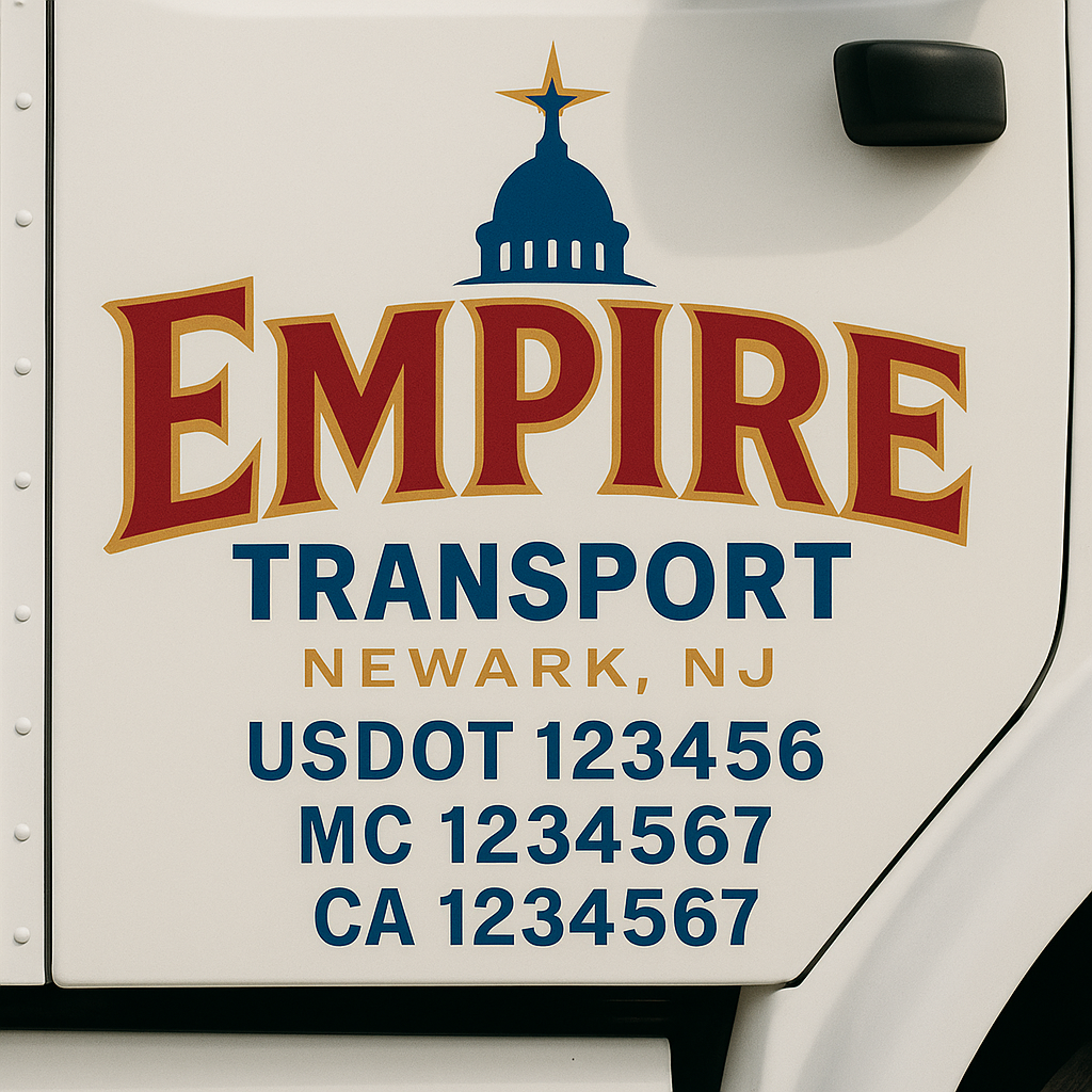 Truck Door Decal Sticker Lettering Signs With Location, USDOT, MC, CA, KYU, VIN, GVW (2-Pack)