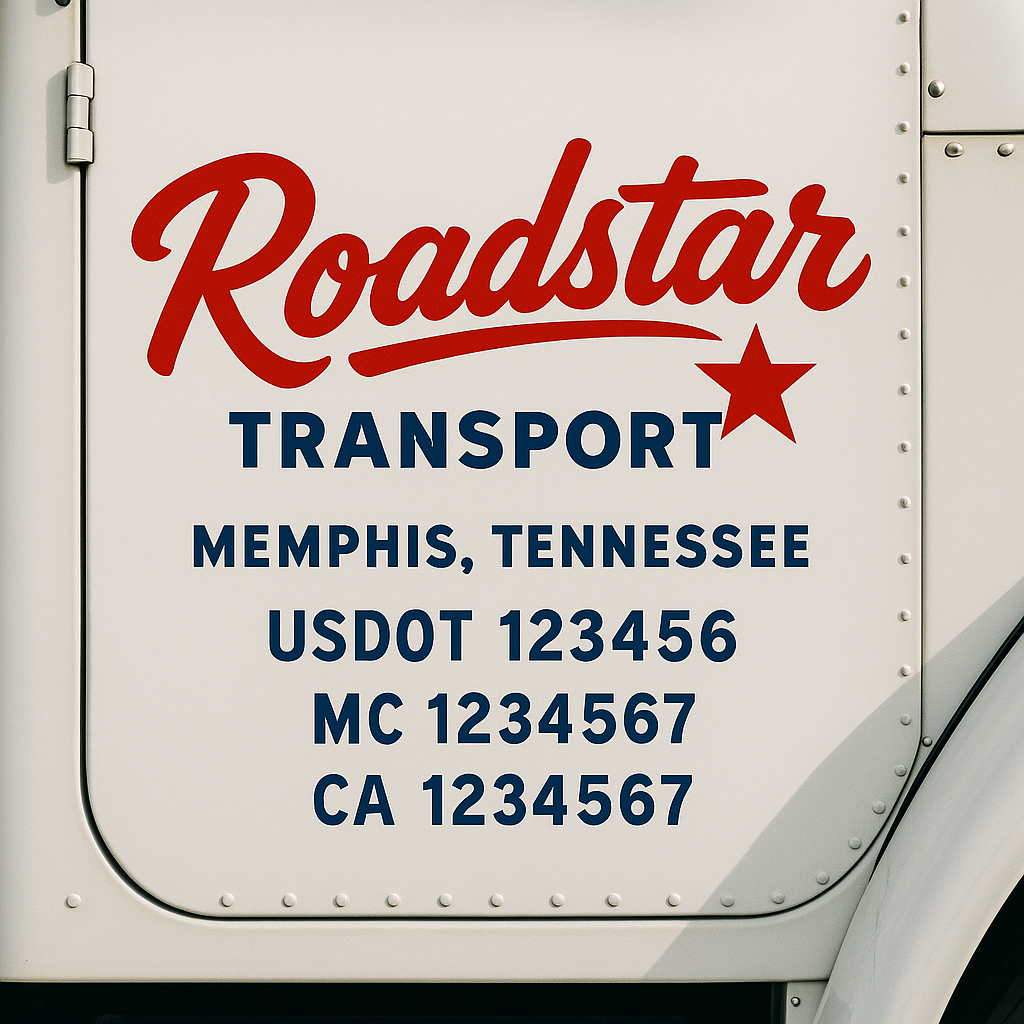 Truck Door Decal Sticker Lettering Signs With Location, USDOT, MC, CA, KYU, VIN, GVW (2-Pack)