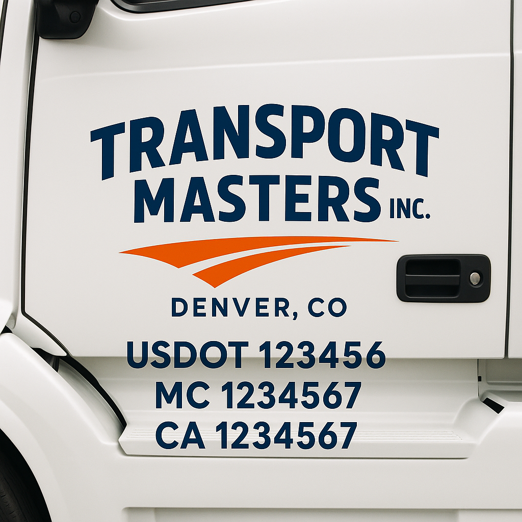 Truck Door Decal Sticker Lettering Signs With Location, USDOT, MC, CA, KYU, VIN, GVW (2-Pack)