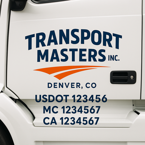 Truck Door Decal Sticker Lettering Signs With Location, USDOT, MC, CA, KYU, VIN, GVW (2-Pack)