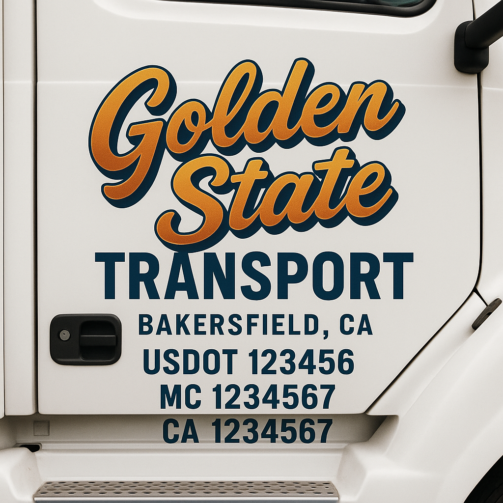 Truck Door Decal Sticker Lettering Signs With Location, USDOT, MC, CA, KYU, VIN, GVW (2-Pack)