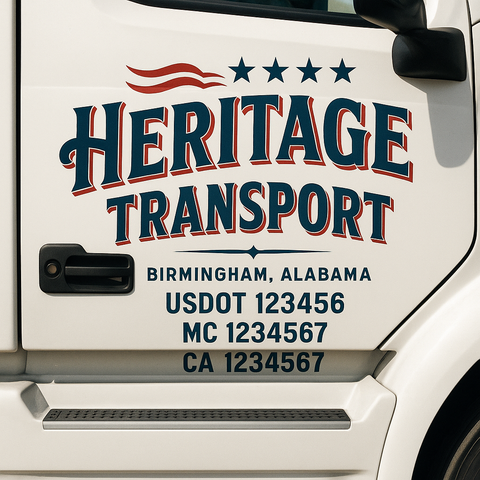 Truck Door Decal Sticker Lettering Signs With Location, USDOT, MC, CA, KYU, VIN, GVW (2-Pack)