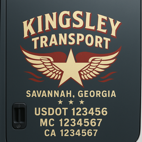 Truck Door Decal Sticker Lettering Signs With Location, USDOT, MC, CA, KYU, VIN, GVW (2-Pack)