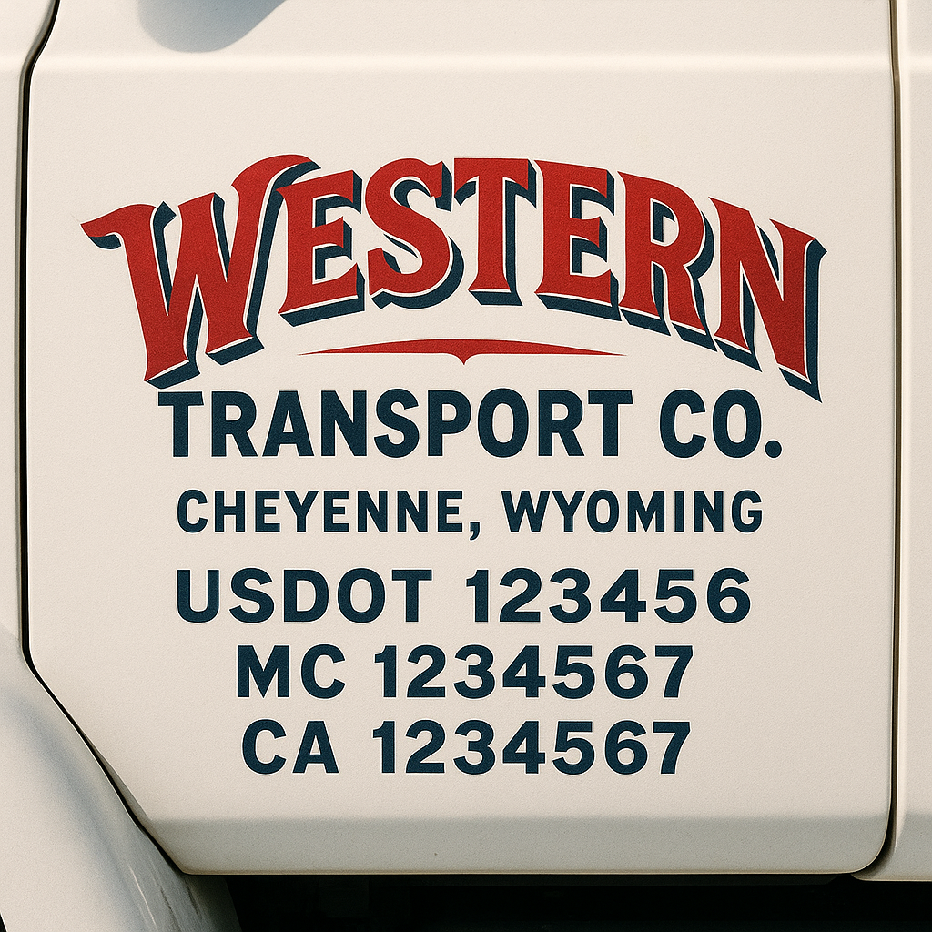 Truck Door Decal Sticker Lettering Signs With Location, USDOT, MC, CA, KYU, VIN, GVW (2-Pack)
