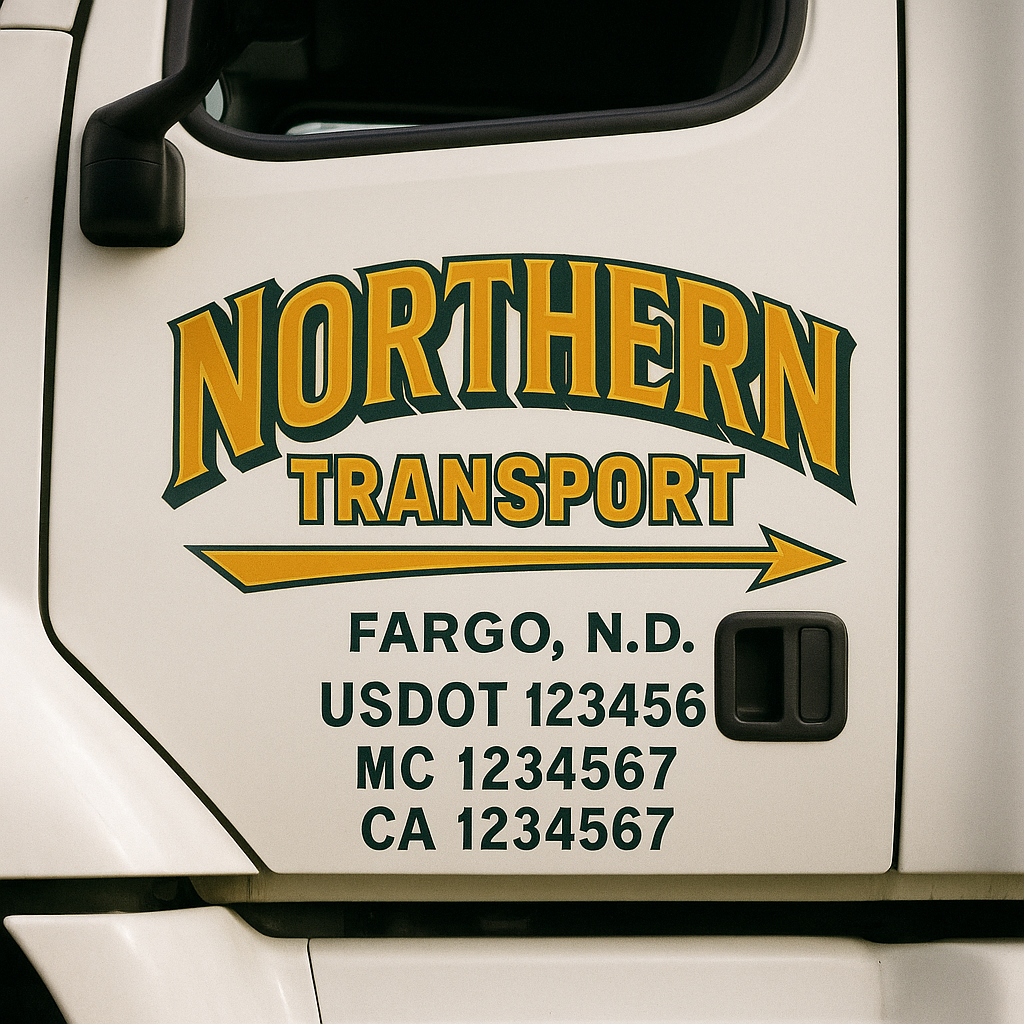 Truck Door Decal Sticker Lettering Signs With Location, USDOT, MC, CA, KYU, VIN, GVW (2-Pack)