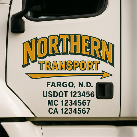 Truck Door Decal Sticker Lettering Signs With Location, USDOT, MC, CA, KYU, VIN, GVW (2-Pack)