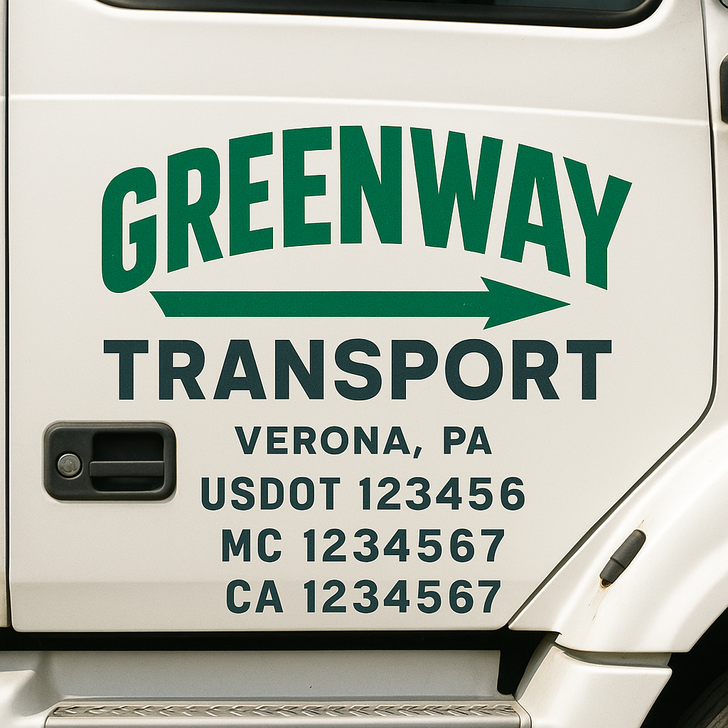 Truck Door Decal Sticker Lettering Signs With Location, USDOT, MC, CA, KYU, VIN, GVW (2-Pack)