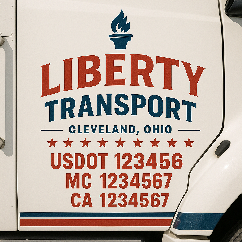 Truck Door Decal Sticker Lettering Signs With Location, USDOT, MC, CA, KYU, VIN, GVW (2-Pack)