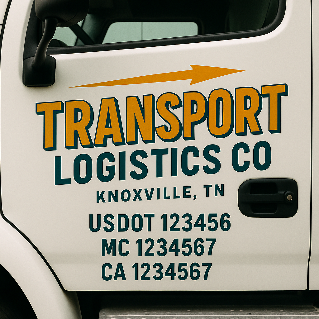 Truck Door Decal Sticker Lettering Signs With Location, USDOT, MC, CA, KYU, VIN, GVW (2-Pack)