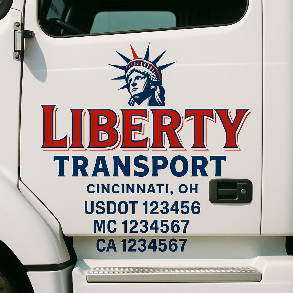 Truck Door Decal Sticker Lettering Signs With Location, USDOT, MC, CA, KYU, VIN, GVW (2-Pack)